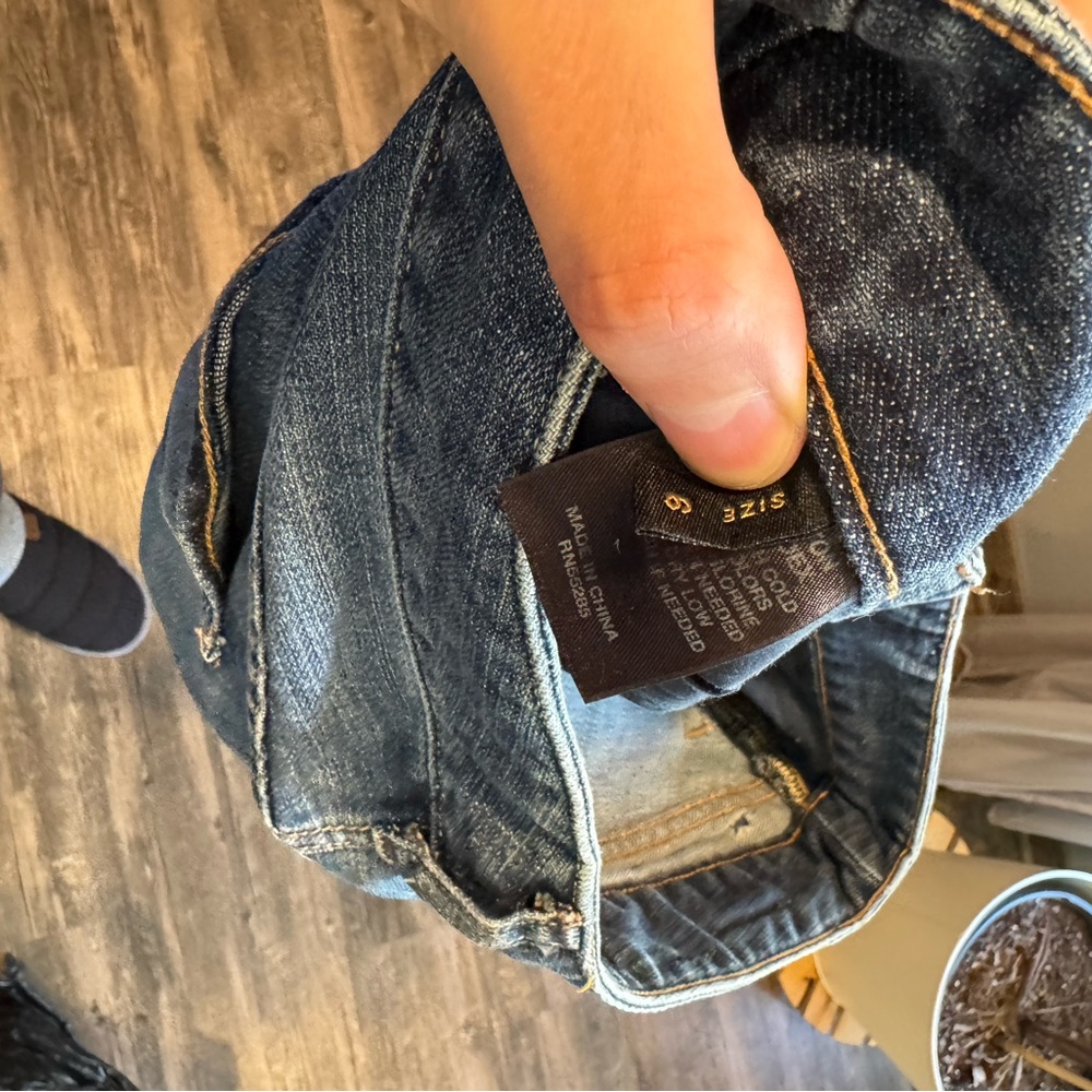 X2 Blue Flare Wide Leg Jeans with Distressed Details - Picture 6 of 6